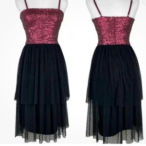 NWOT Dress The Population Kady Dress Sequin Tulle Tiered Party Sparkle Sz S $198